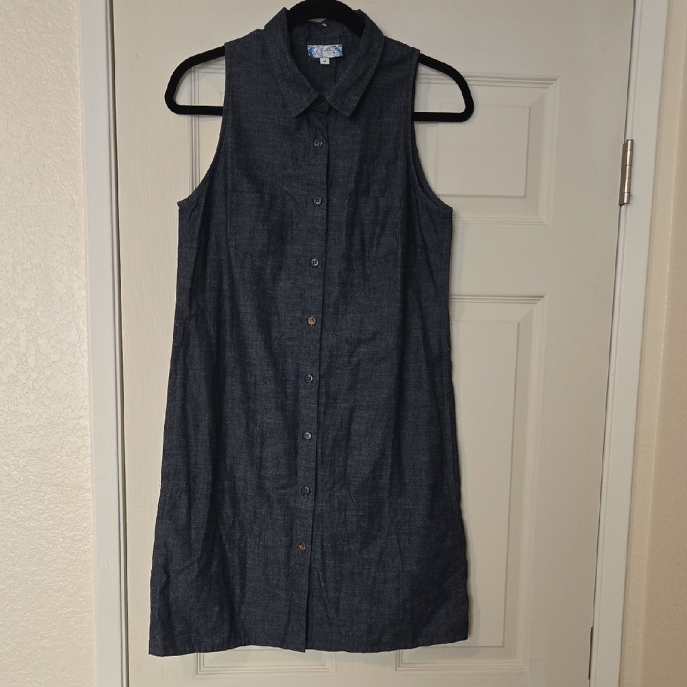 Sleeveless Button-Up Denim Dress